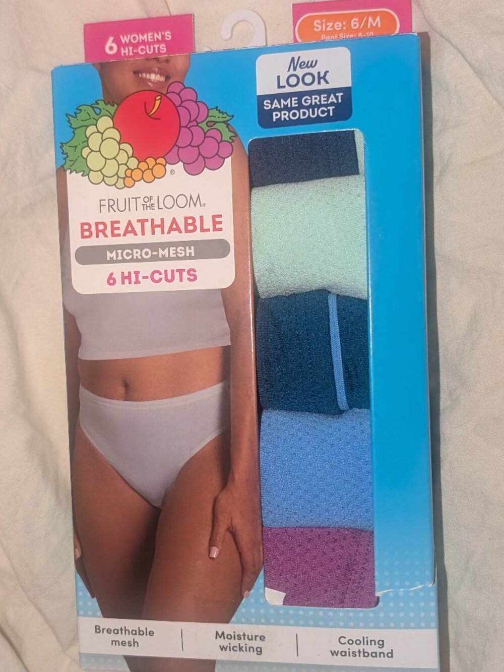 New Boxed Fuit of the Loom Breathable Micro Mesh Hi Cuts Panties Underwear 6 / M